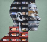 Nick Gentry Portrait Painting, Mixed Media , VHS Tapes - Sold for $23,040 on 02-17-2024 (Lot 379).jpg